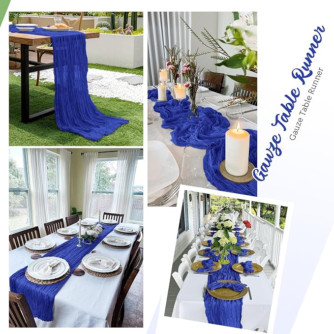 16 Pack Royal Blue Cheesecloth Table Runners 20x120 Inch Gauze Table Runner - Image 2