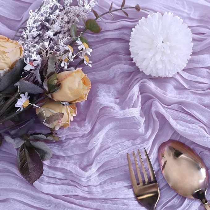 12 Pack Lavender Purple Cheesecloth Table Runner 35 x 120 Inch | Boho Gauze - Image 2