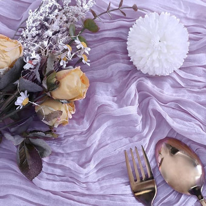 12 Pack Lavender Purple Cheesecloth Table Runner 35 x 120 Inch | Boho Gauze - Image 2