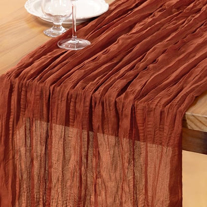 DeZerlor Terracotta Cheesecloth Table Runner 1 Pack Fall Runner | 120Inch Gauze by DeZerlor