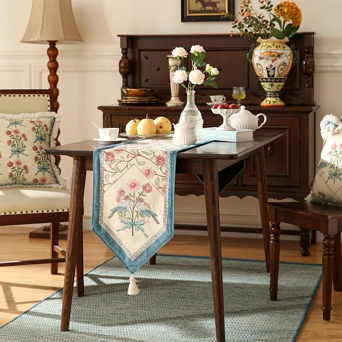 Patdrea Designer Elegant Velvet Table Runner, Colorful Floral Pattern, - Image 8