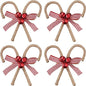 Park Designs Candy Cane Napkin Ring Set of 4 | Rustic Burlap Holiday Napkin Holders with Red Gingham Bow & Festive Bells | 3" H x 3.25" W x 2.5" D | Farmhouse Christmas Table Decor