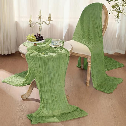 12 Pack Sage Green Cheesecloth Table Runner Boho Gauze Home Decor | 120 Inch - Image 3
