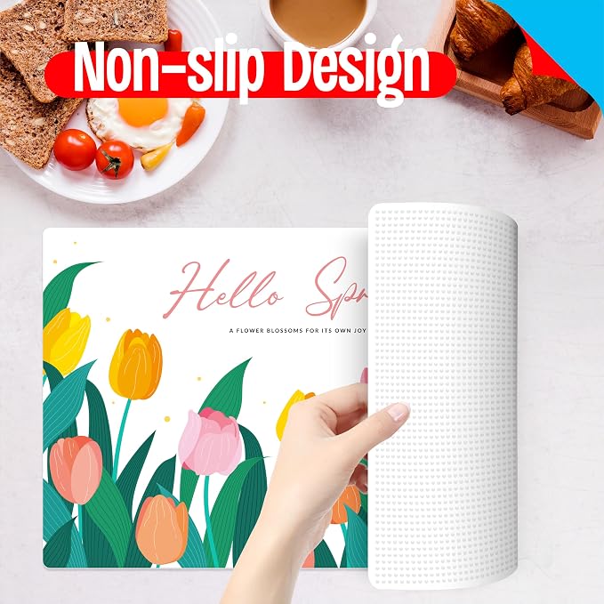 6 Pack Easter Placemats, Non-Slip Washable, Reusable Placemat - Image 5