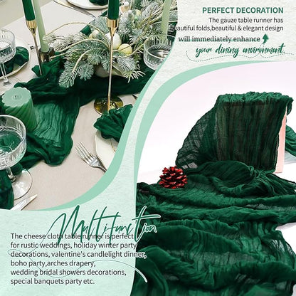 30 Pack Cheesecloth Table Runner 10FT Emerald Green Table Runner Boho Gauze - Image 6