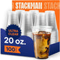 Stack Man Clear Disposable Plastic Cups PET Crystal Clear Disposable 20oz by StackMan