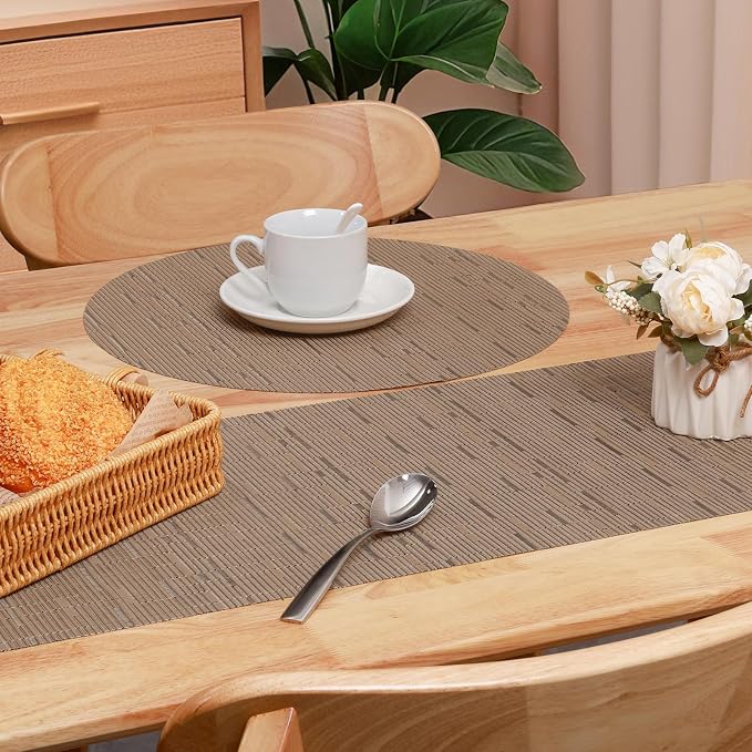 Table Runner 55 Inches Long, Vinyl Woven Heatproof Table Runners | Washable - Image 4
