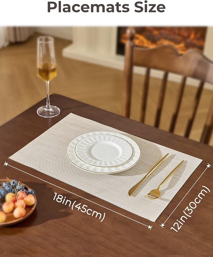 Leetaltree Beige White Placemats Set of 6 - Image 4