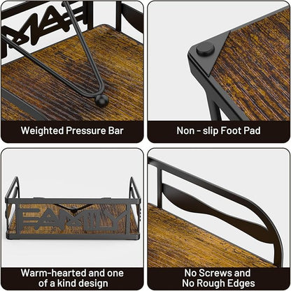 Napkin Holder for Table, Flat Napkin Holders with Weighted Arm, Wooden Kitchen Napkin Dispenser for Kitchen & Outdoor Dining Cocktail Picnic Bar Room Party Decor,Torched Wood and Black