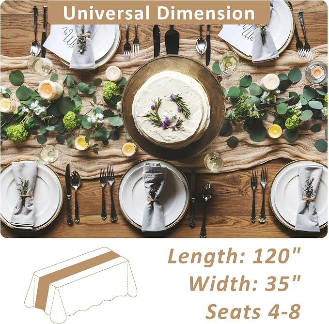 Cheesecloth Table Runner, 120 Inch 10 FT, Champagne | 1 Pack, 35x120 Inches - Image 4