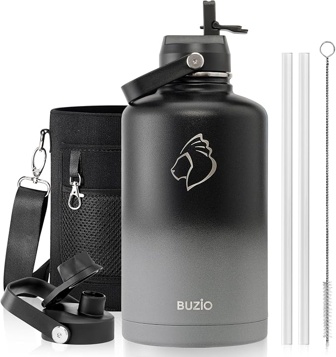 BUZIO 87oz Insulated Water Bottle Triple Wall Vacuum Stainless Steel | Half by BUZIO