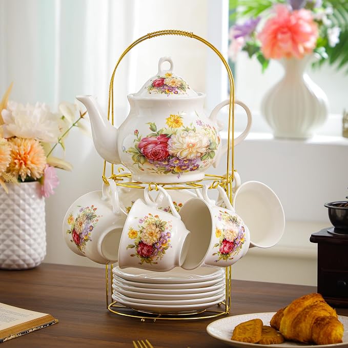 20-Pieces Porcelain Tea Sets For Women, Tea Set For Adult - Image 6