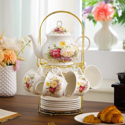 20-Pieces Porcelain Tea Sets For Women, Tea Set For Adult - Image 6