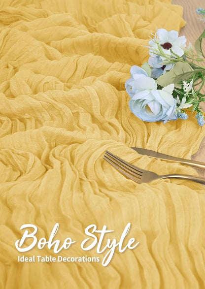 Pesonlook Cheesecloth Table Runner Gold, 10 Pack 17.7x108 inch, Long | Rustic - Image 5