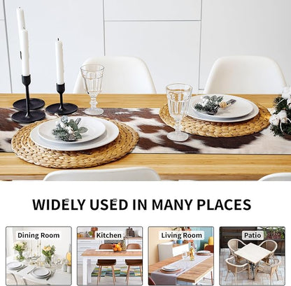 Linen Cow Print Table Runner 13x71 Inch Farmhouse Western White Brown Cowhide - Image 7