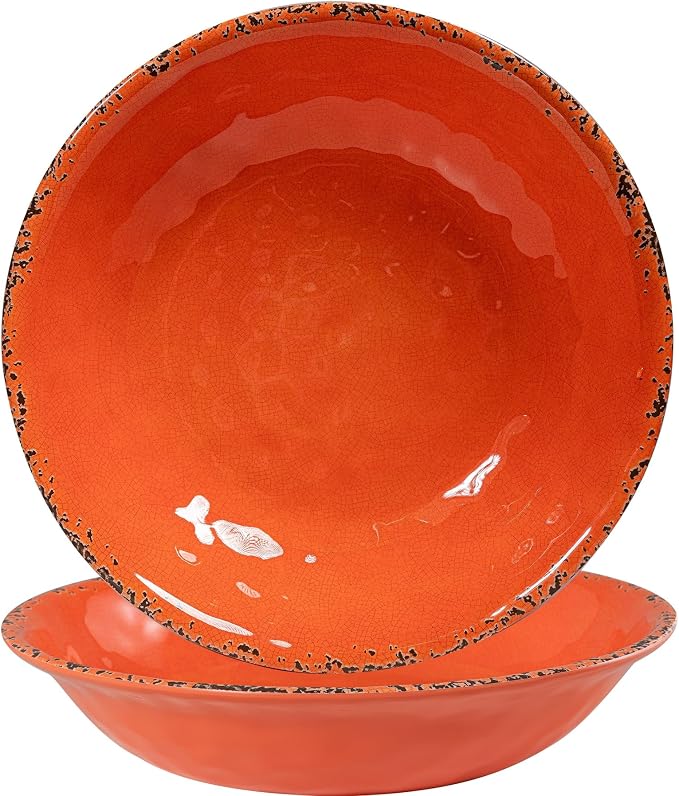 Rustic Melamine 130 OZ Serving Bowls, 13.75” Durable Extra Large Melamine Pasta by ZAROCRUS