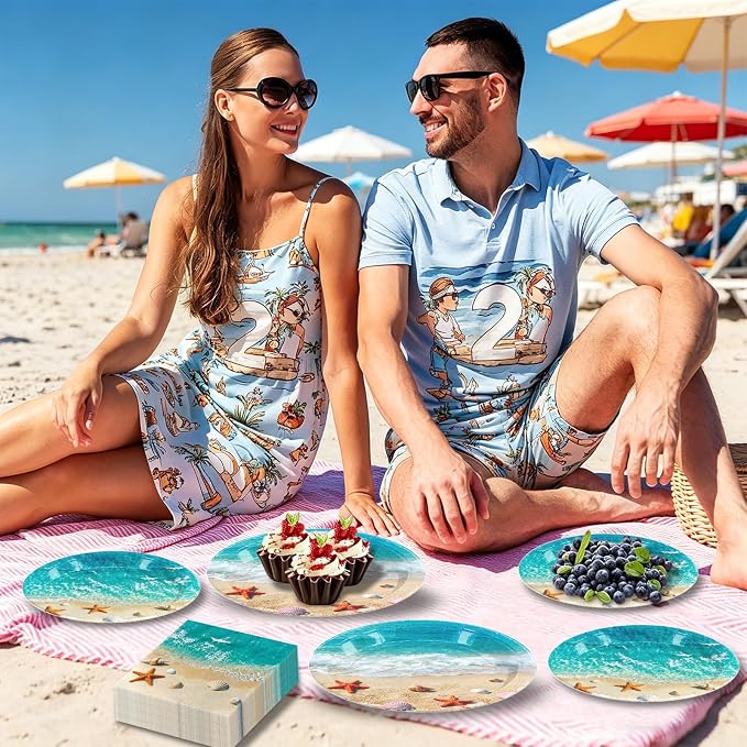 180Pcs Beach Ocean Party Plates and Napkins Set, Serves 60 | Under The Sea - Image 6