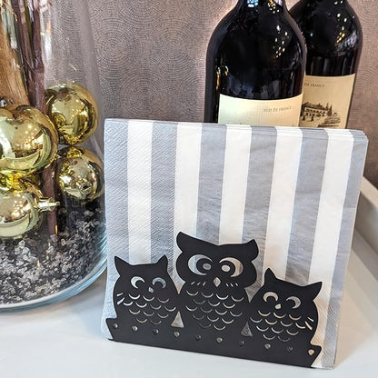 Mango Steam Tabletop Napkin/Tissue & Letter Holder for Home, Kitchen, Restaurants (Owl, Black)