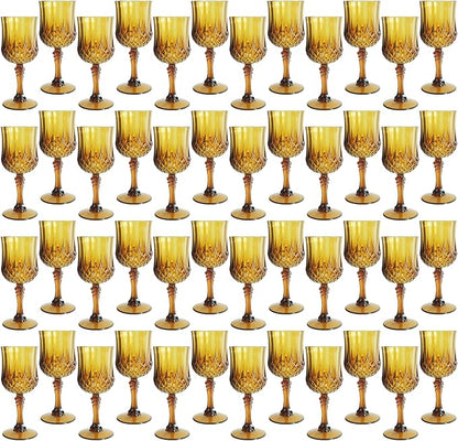 48Pack Plastic Wine Glasses, 7oz Vintage Goblets by LEYIQU