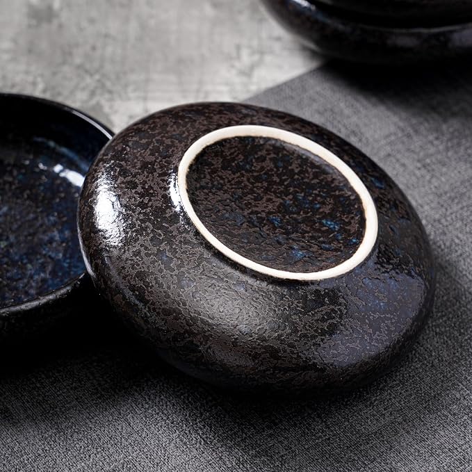 Uaral Japanese Salad Plate, Stoneware Plate Set, Appetizer Plates Set of 4 - Image 4