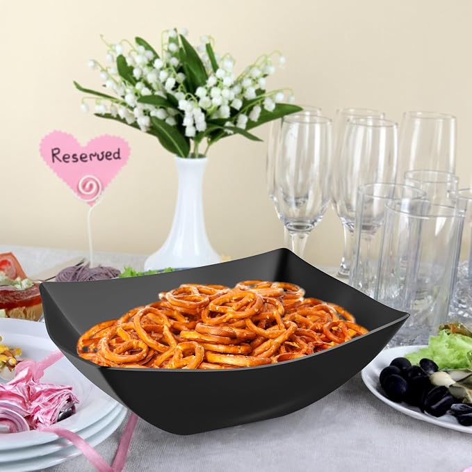 R-kay 6 Pack Square Extra Large Plastic Black Serving Bowls -128 Oz Black - Image 4
