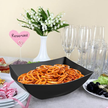 R-kay 6 Pack Square Extra Large Plastic Black Serving Bowls -128 Oz Black - Image 4
