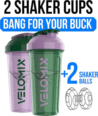 VELOMIX 2 Pack 28oz Protein Shaker Bottle - Image 2