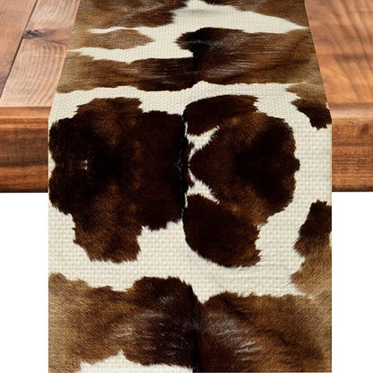 Cow Print Table Runner Seasonal Spring Fall Kitchen Dining Linen Table by Worltoldb