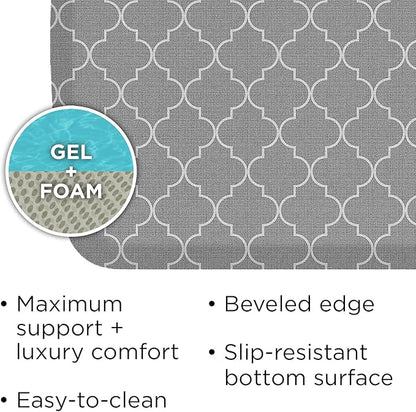 GelPro Elite Premier Anti-Fatigue Kitchen Comfort Floor Mat, 20x36", Trellis Classic Grey