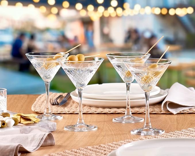 Pasabahce Premium Stemmed Martini Glasses Set of 4, Crystal Design Cocktail - Image 6