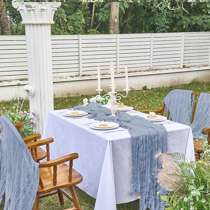 IVAPUPU Dusty Blue Table Runner 120 Inches - Image 7
