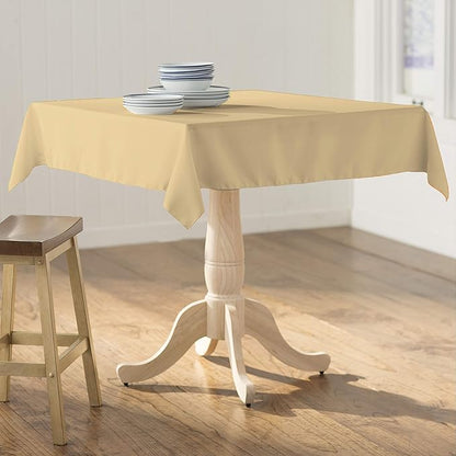 LA Linen Polyester Poplin Washable Square Tablecloth, Stain and Wrinkle Resistant Table Cover 58x58, Fabric Table Cloth for Dinning, Kitchen, Party, Holiday 58 by 58-Inch, Khaki