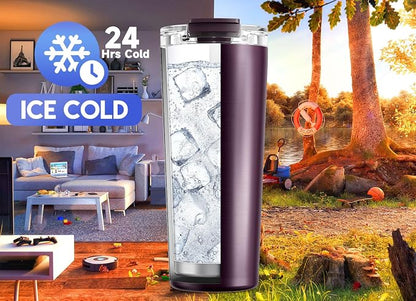 Meoky 24 oz Insulated Travel Coffee Mug: Leak Proof Lid, Plum | Stainless Steel - Image 4