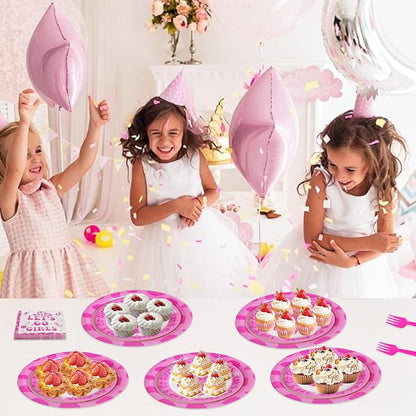 100 Pcs Disposable Let's Go Girls Party Tableware Set - Image 4