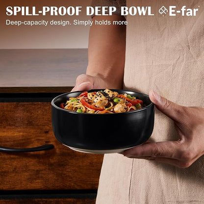 E-far Cereal Bowls Set of 4, 27oz Ceramic Deep Soup Bowls - Image 6