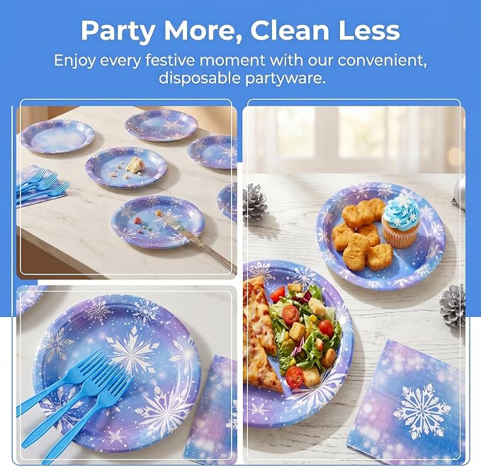 100 Pcs Disposable Winter Frozen Tableware Set - Image 4