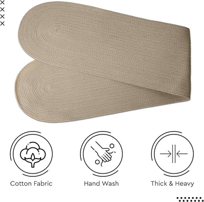 Encasa XO Table Runner, Handmade Ribbed Cotton 12"x54" | Beige, Heat & Scratch - Image 5