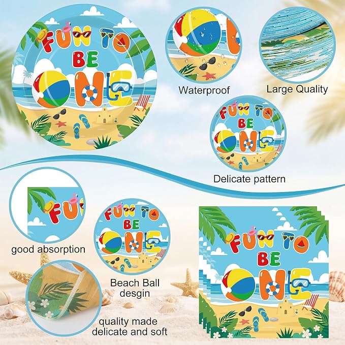 Pickmesh 250 Pcs Beach Ball Party Supplies Summer Beach Ball 1st Birthday Paper - Image 3