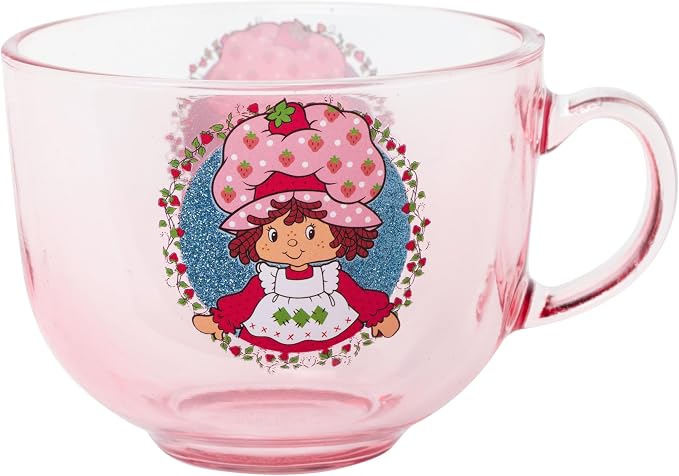 Silver Buffalo Strawberry Shortcake Glitter Wide, Glass Coffee Mug, 16oz | 0.47 by SilverBuffalo