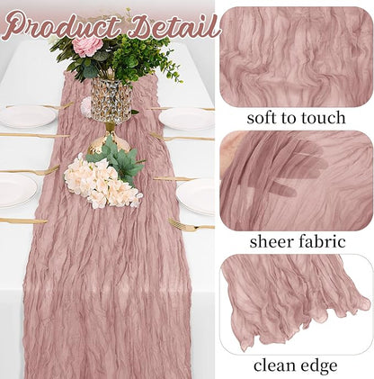 16 Pack Dusty Pink Cheesecloth Table Runners 20x120 Inch Gauze Table Runner - Image 3