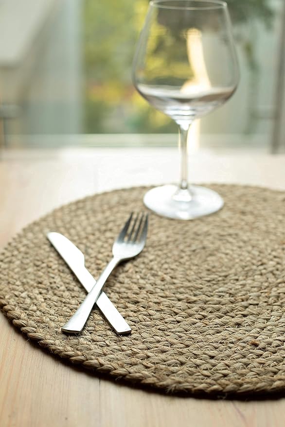 Round Woven Jute Braided Placemats, 14 Inch | Farmhouse, All Natural - Image 3