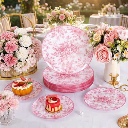 60PCS Pink Plastic Plates - Image 2