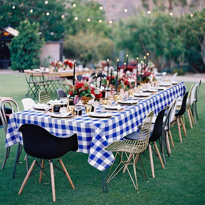 Checkered Tablecloth 2 Pack 52 x 70 inch, Royal Blue and White | Waterproof - Image 3