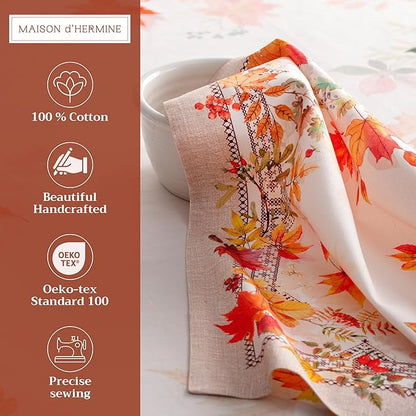 Maison d' Hermine Cloth Napkins Set of 4 100% Cotton for Thanksgiving Christmas Decorations Everyday Reusable Square Fall Napkins Cloth Washable Dinner Party (Amarante, 20"x20")