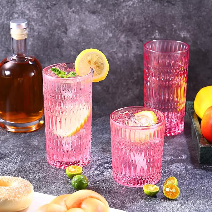 Loivttvv Glassware Drinking Glasses Set of 8, 14 oz Highball Glasses & 10 oz - Image 7