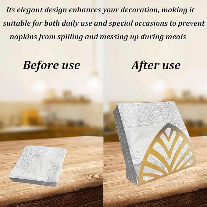 Gold Metal Napkin Holder, Triangle Shape Vertical Napkin Organizer - Image 5