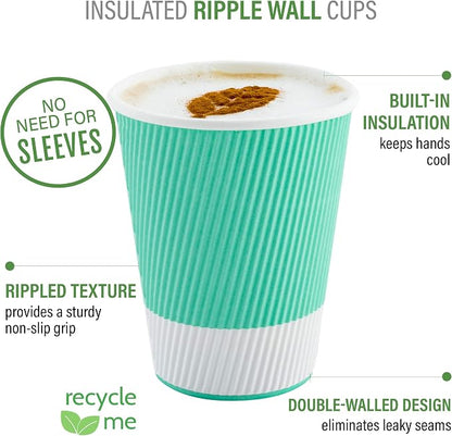 Restaurantware 8 Ounce Double Wall Disposable Coffee Cups, 500 Insulated Light - Image 4