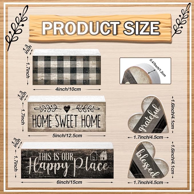 Moucuny 4 Pcs Farmhouse Decor Black and White Farmhouse Tiered Tray Decorations - Image 3