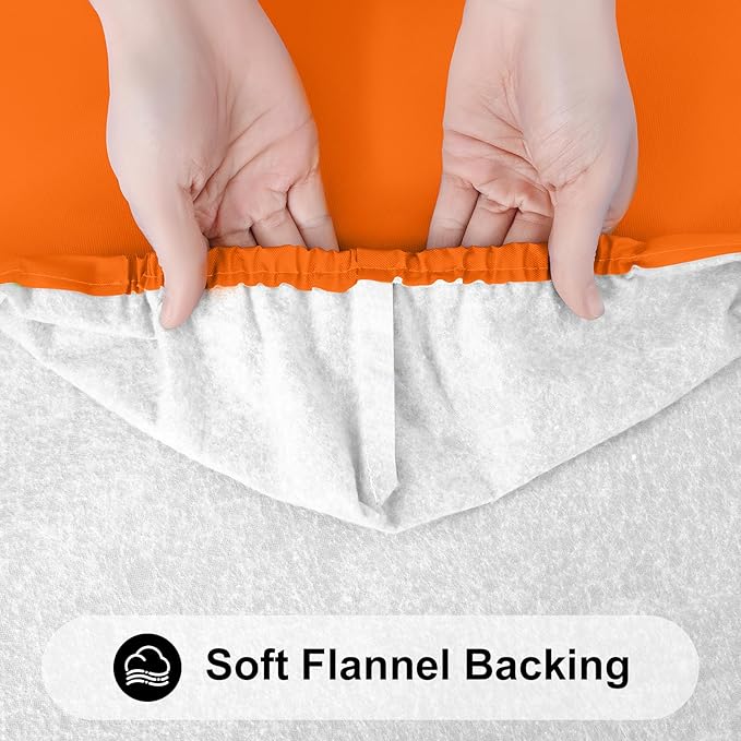 Smiry Rectangle Tablecloth, Elastic Fitted Flannel Backed Vinyl Tablecloths for 6ft Folding Tables, Waterproof Wipeable Table Covers for Indoor, Outdoor, Picnic and Camping (Orange, 30"x72")
