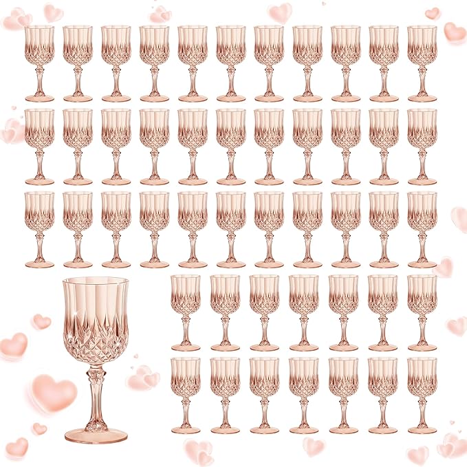 7OZ Plastic Wine Glasses, Reusable Vintage Goblets Unbreakable Drinking Glasses by Unknown
